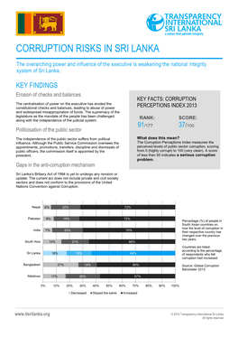 Corruption Risks in Sri Lanka