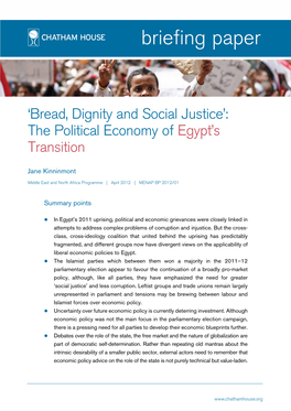 'Bread, Dignity and Social Justice': the Political