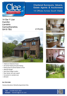 14 Ger Y Llan Cwmifor Llandeilo Carmarthenshire. SA19 7BU £179,950