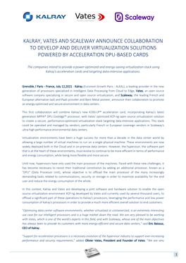 Kalray, Vates and Scaleway Announce Collaboration to Develop and Deliver Virtualization Solutions Powered by Acceleration Dpu-Based Cards