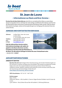 St Jean De Losne - Informationen Zur Basis Und Ihrer Anreise