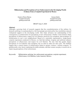 Militarization and Perceptions of Law Enforcement in the Developing World: Evidence from a Conjoint Experiment in Mexico