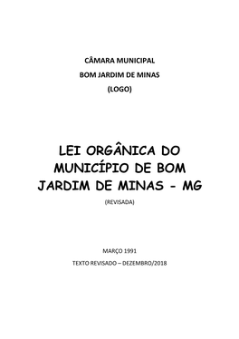 Lei Orgânica Do Município De Bom Jardim De Minas - Mg (Revisada)