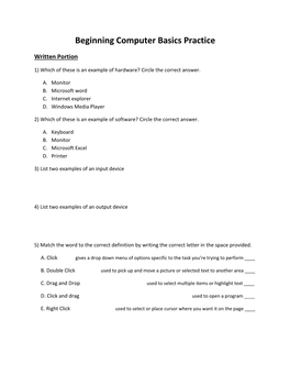 Beginning Computer Basics Practice