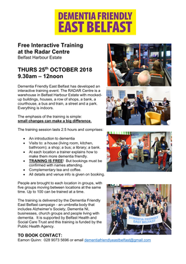 Free Interactive Training at the Radar Centre Belfast Harbour Estate