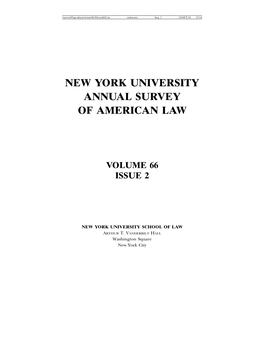 Hereof, Please Address Your Written Request to the New York University Annual Survey of American Law