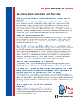 Questions About Aluminum Can Recycling