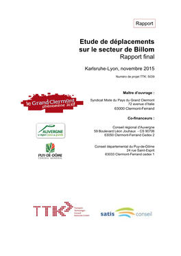 Etude De Déplacements Sur Le Secteur De Billom Rapport Final