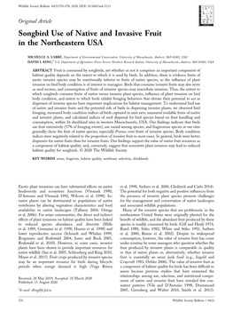 Songbird Use of Native and Invasive Fruit in the Northeastern USA