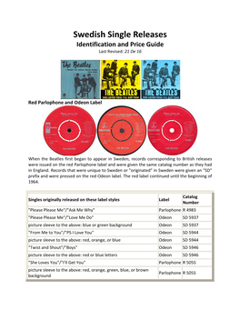 Swedish Single Releases Identification and Price Guide Last Revised: 21 De 16