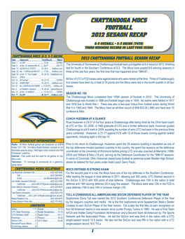 Chattanooga Mocs Football 2012 Sesaon Recap