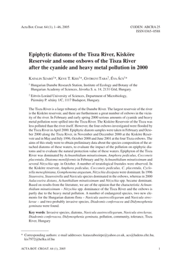 Epiphytic Diatoms of the Tisza River, Kisköre Reservoir and Some Oxbows of the Tisza River After the Cyanide and Heavy Metal Pollution in 2000