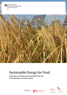 Sustainable Energy for Food Challenges and Solutions for Sustainable Energy Use in the Agriculture and Food Industry