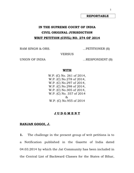 Reportable in the Supreme Court of India Civil