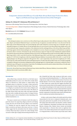 Comparative Antimicrobial Efficacy of Locally Made African Black Soaps