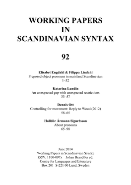 Working Papers in Scandinavian Syntax 92 (2014) 1–32 ! 2