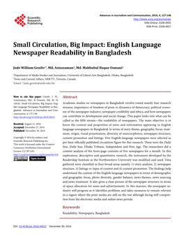 English Language Newspaper Readability in Bangladesh
