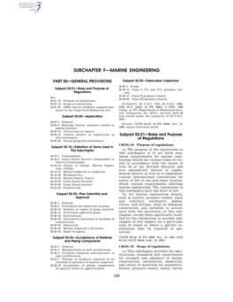 Subchapter F—Marine Engineering