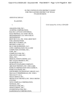 In the United States District Court for the Eastern District of Texas Tyler Division