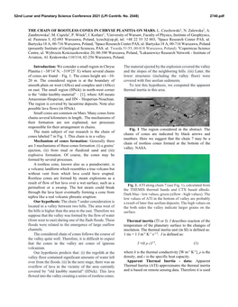 The Chain of Rootless Cones in Chryse Planitia on Mars. L