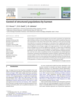 Control of Structured Populations by Harvest