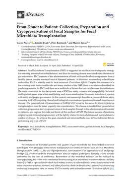 From Donor to Patient: Collection, Preparation and Cryopreservation of Fecal Samples for Fecal Microbiota Transplantation