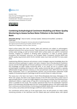 Combining Ecohydrological Catchment Modelling and Water Quality Monitoring to Assess Surface Water Pollution in the Swist River Basin