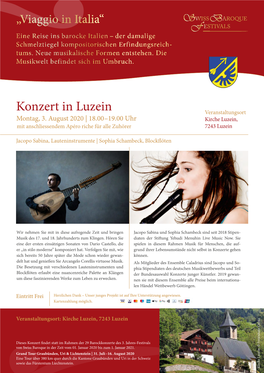 Konzert in Luzein Veranstaltungsort Montag, 3