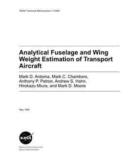 Analytical Fuselage and Wing Weight Estimation of Transport Aircraft
