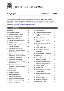 Daily Report Monday, 24 April 2017 CONTENTS