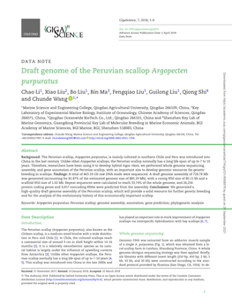 Draft Genome of the Peruvian Scallop Argopecten Purpuratus