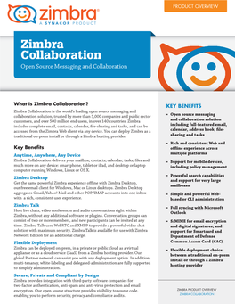 Zimbra Collaboration Open Source Messaging and Collaboration