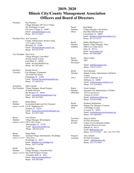 2020 Illinois City/County Management Association Officers and Board Of