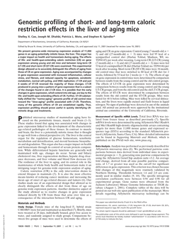 Genomic Profiling of Short- and Long-Term Caloric Restriction Effects in the Liver of Aging Mice