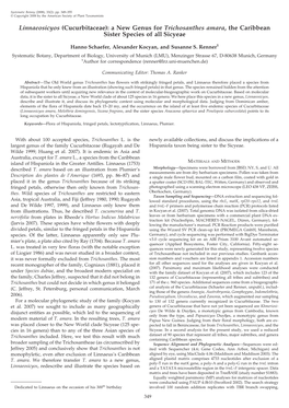 A New Genus for Trichosanthes Amara, the Caribbean Sister Species of All Sicyeae