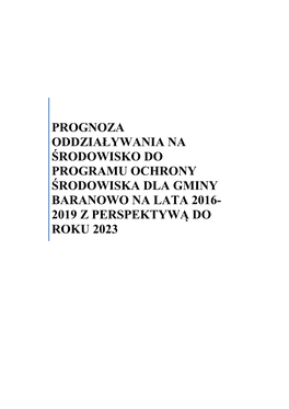 Prognozą Oddziaływania Na Środowisko Do Programu Ochrony