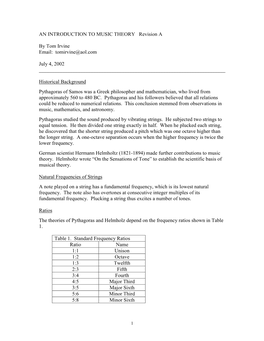 AN INTRODUCTION to MUSIC THEORY Revision A