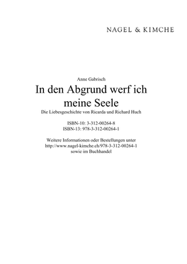 In Den Abgrund Werf Ich Meine Seele Die Liebesgeschichte Von Ricarda Und Richard Huch