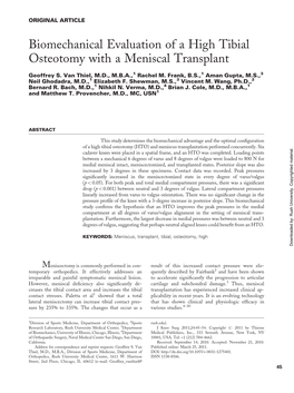 Biomechanical Evaluation of a High Tibial Osteotomy with a Meniscal Transplant