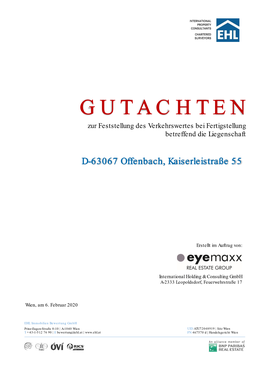 G U T a C H T E N Zur Feststellung Des Verkehrswertes Bei Fertigstellung Betreffend Die Liegenschaft