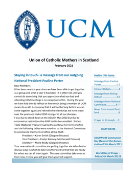 Union of Catholic Mothers in Scotland February 2021