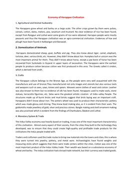 Economy of Harappan Civilization 2. Domestication of Amimals