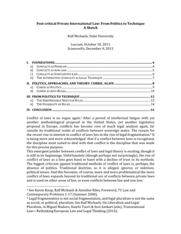 Post-Critical Private International Law: from Politics to Technique a Sketch