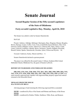 Senate Journal Apr 26, 2010