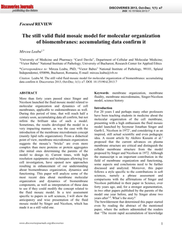 The Still Valid Fluid Mosaic Model for Molecular Organization of Biomembranes: Accumulating Data Confirm It