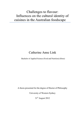 Influences on the Cultural Identity of Cuisines in the Australian Foodscape