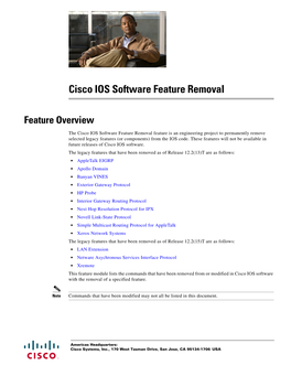 Cisco IOS Software Feature Removal