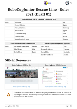 Robocupjunior Rescue Line - Rules 2021 (Draft 01)