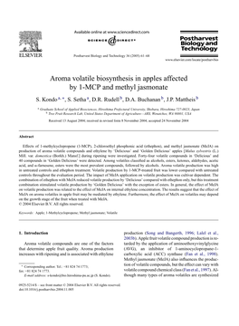 Aroma Volatile Biosynthesis in Apples Affected by 1-MCP and Methyl Jasmonate