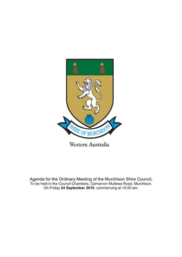 Agenda for the Ordinary Meeting of the Murchison Shire Council